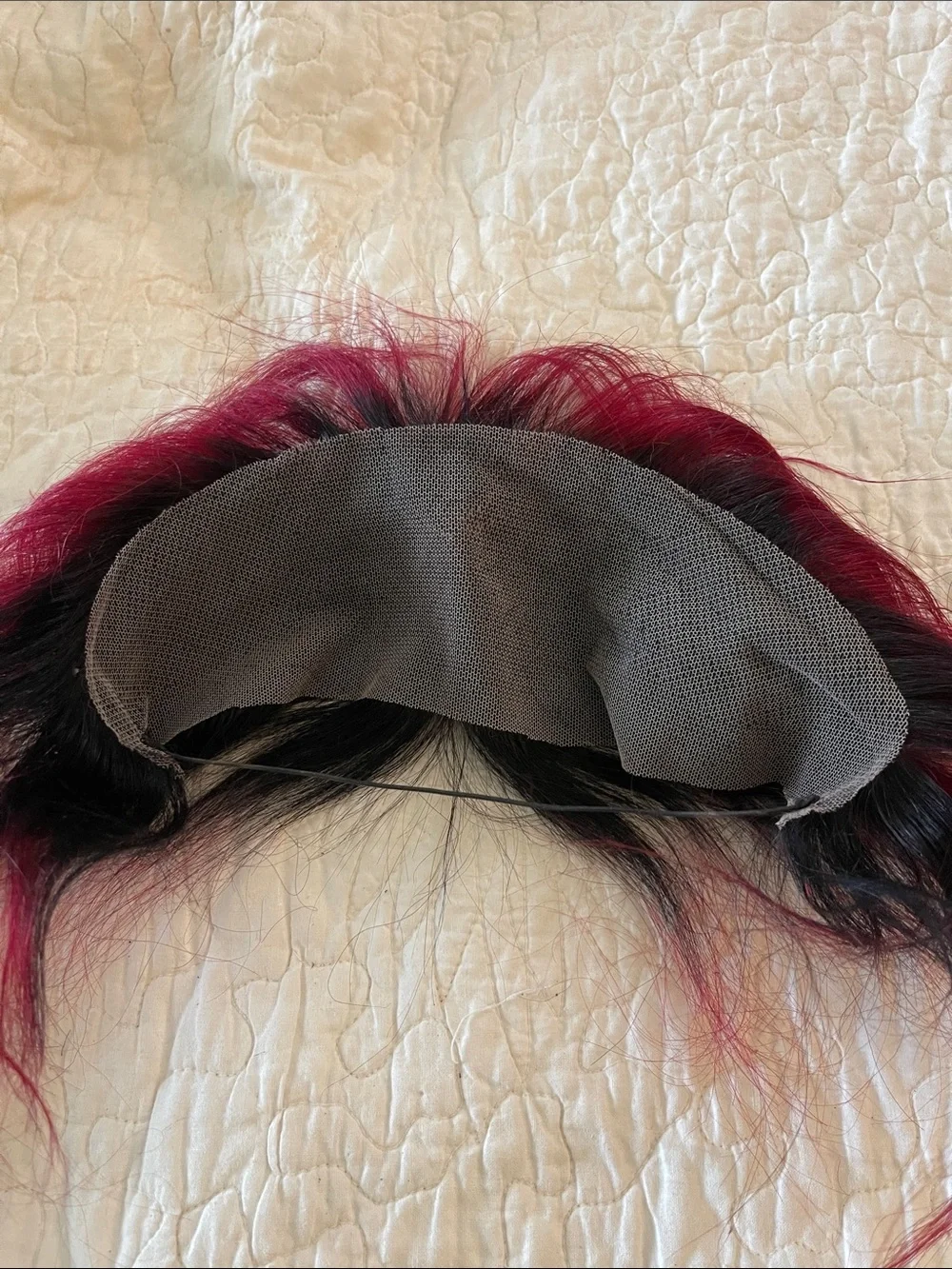 Black to Burgundy ombré Clip-In Fringe Bangs Hairpiece 13x6 .
